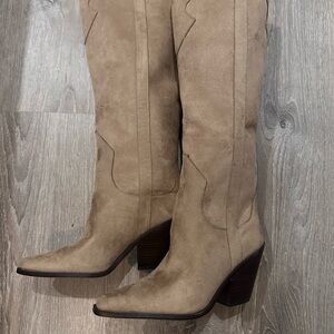 H&M Taupe Suede Heeled Boots